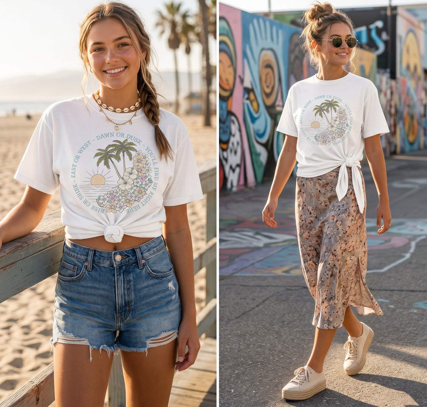 I'll Be Here Boxy Tee, Ocean Blues