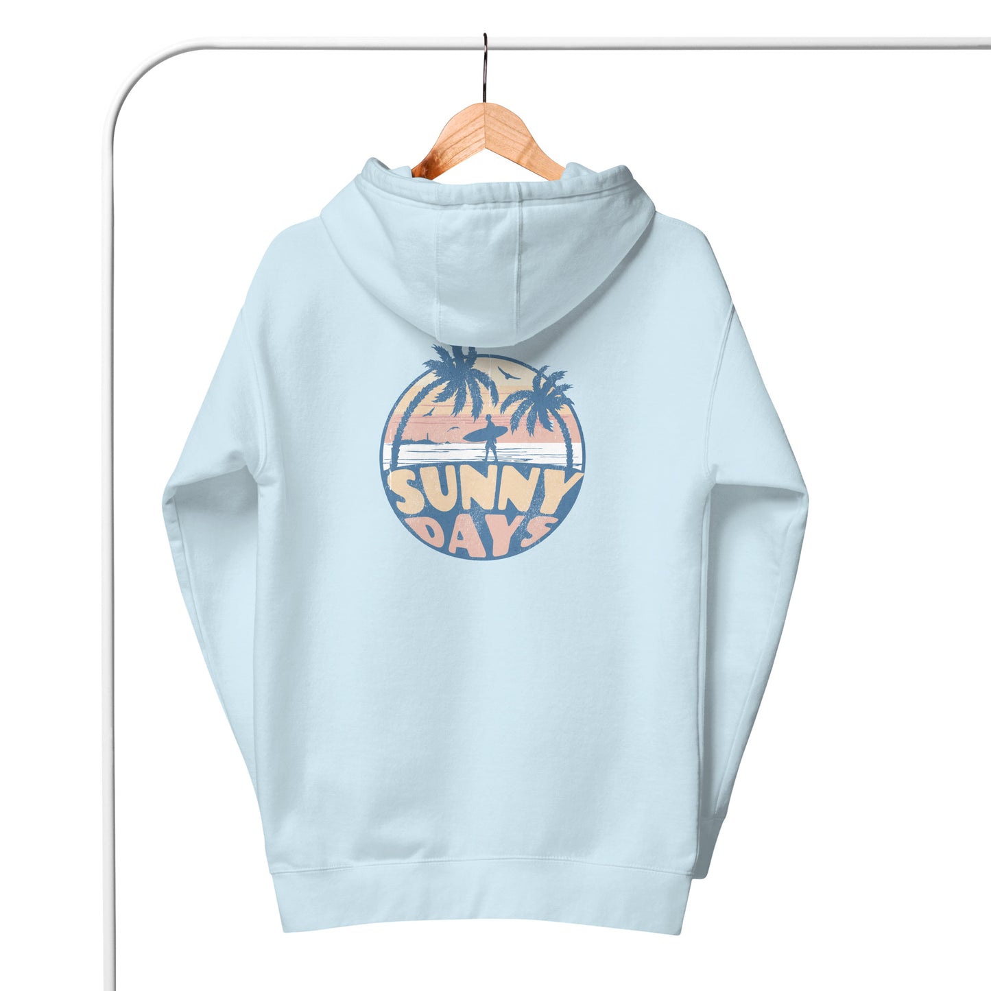 Sunny Days Surfer Series Hoodie in the color "Sky Blue" product mockup