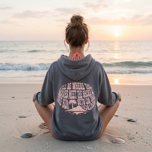 Garment-dyed hoodie - Shoreline, Denim