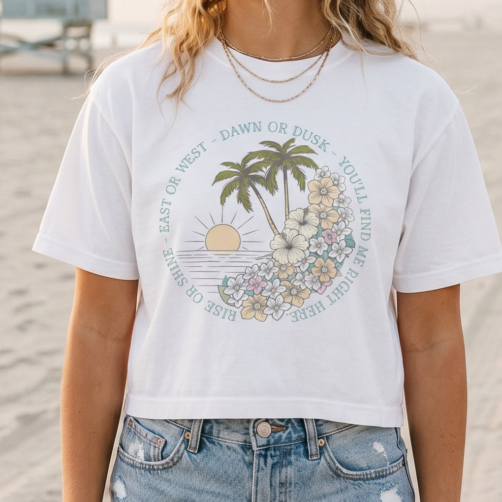 I'll Be Here Boxy Tee, Ocean Blues