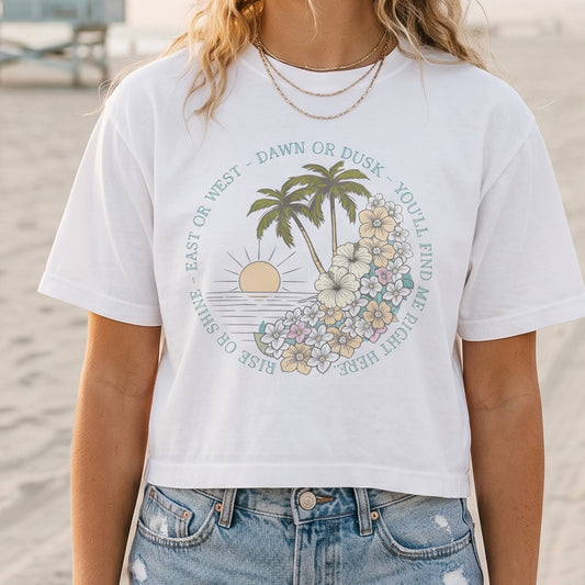 I'll Be Here Boxy Tee, Ocean Blues