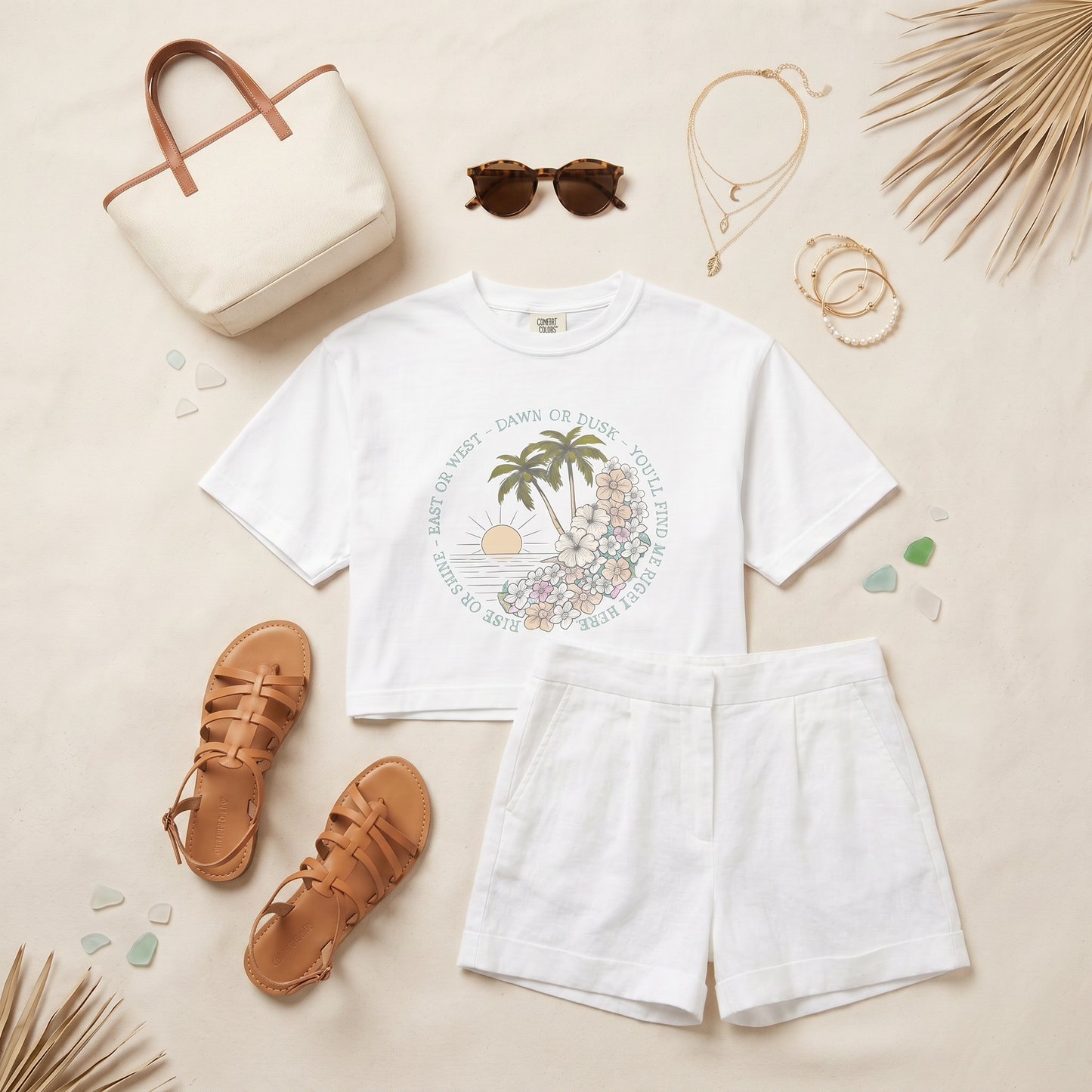 I'll Be Here Boxy Tee, Ocean Blues