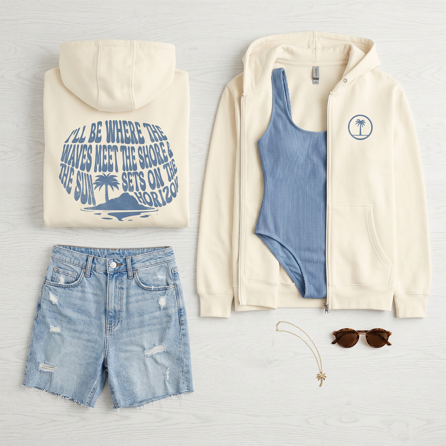 Unisex Zip Hoodie – Shoreline Cream/Natural