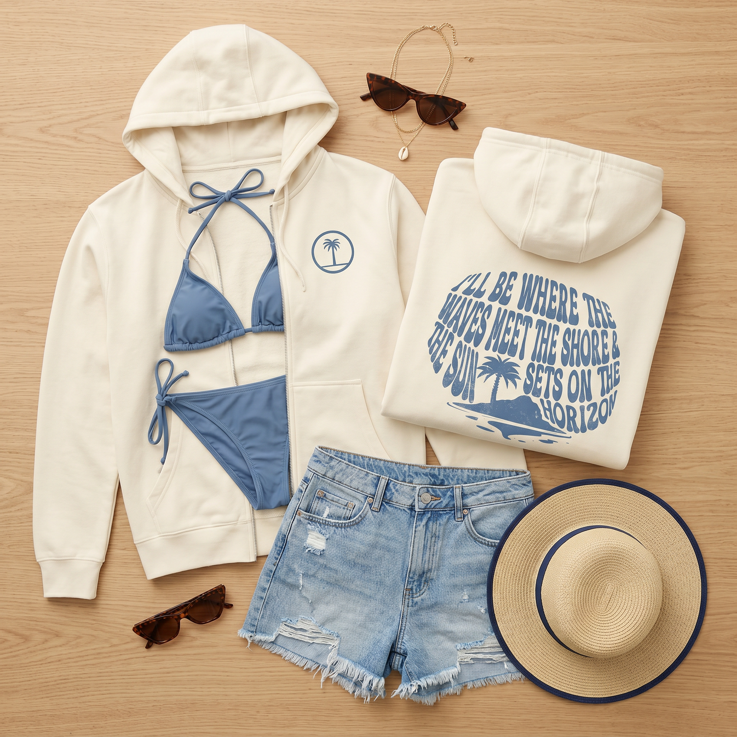 Unisex Zip Hoodie – Shoreline Cream/Natural