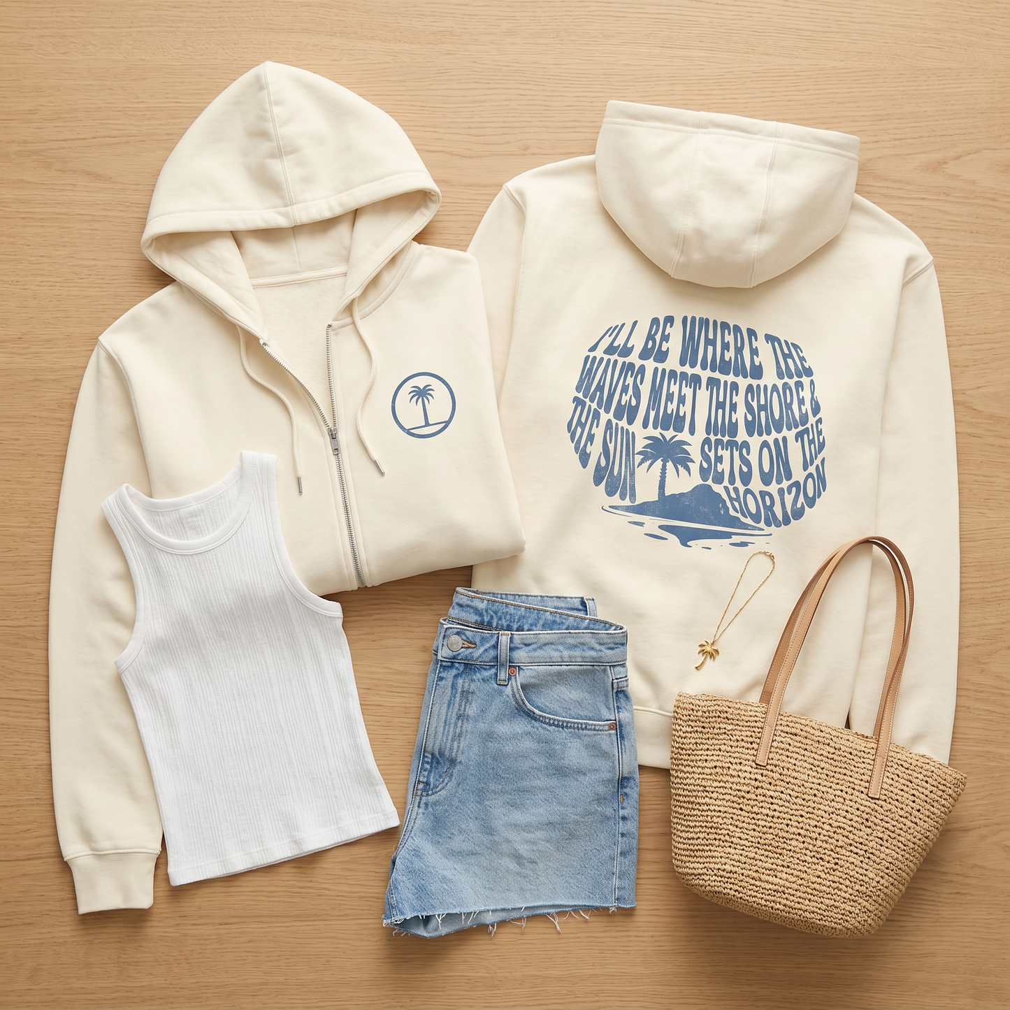 Unisex Zip Hoodie – Shoreline Cream/Natural