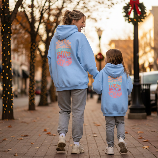 Sunny Days Ahead - Sorbet, Pull-Over Hoodie (on Carolina Blue)