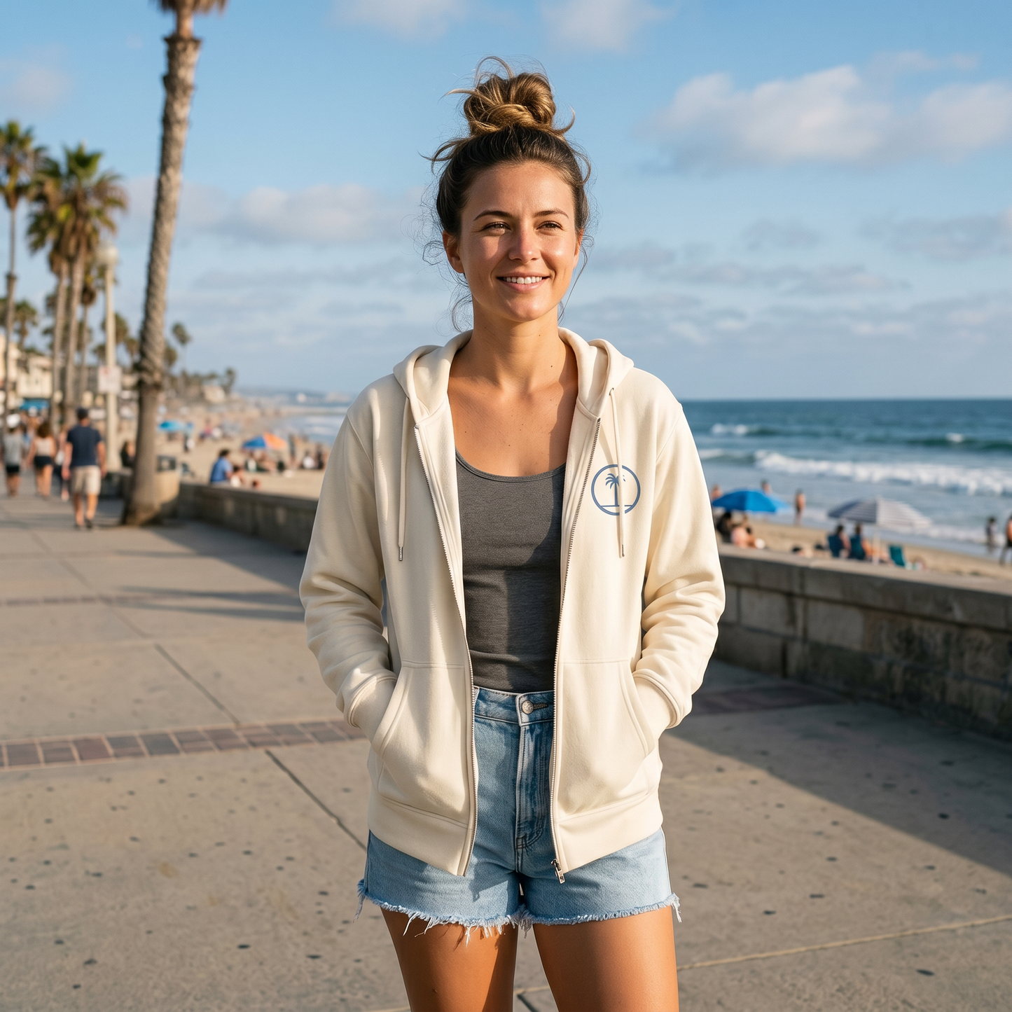 Unisex Zip Hoodie – Shoreline Cream/Natural