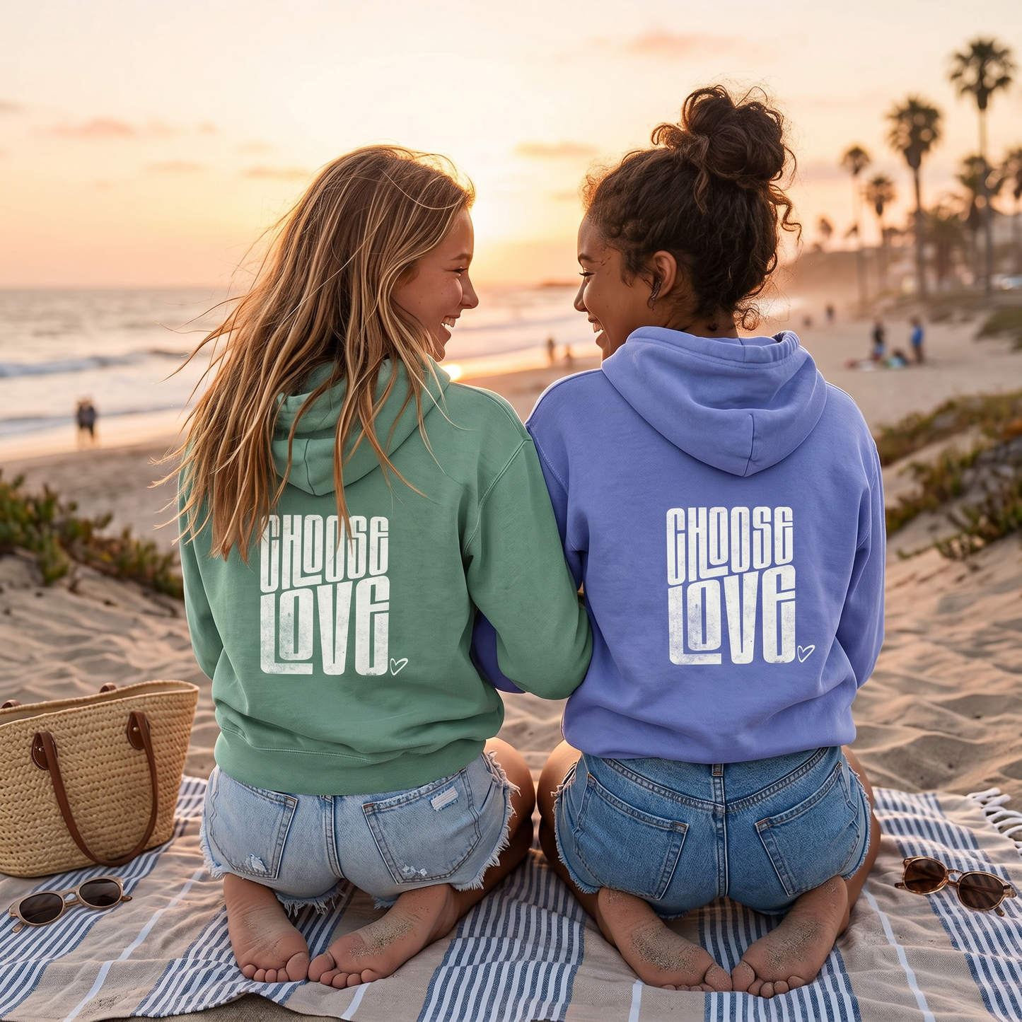 Garment-Dyed Beach Hoodie – Choose Love Seafoam