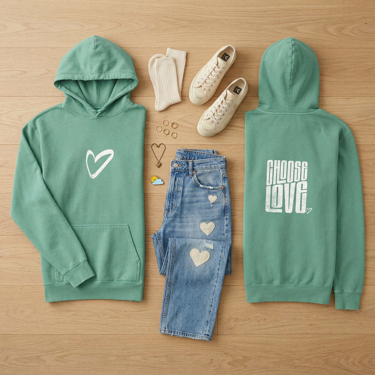 Choose Love Double-Sided Garment-Dyed Hoodie