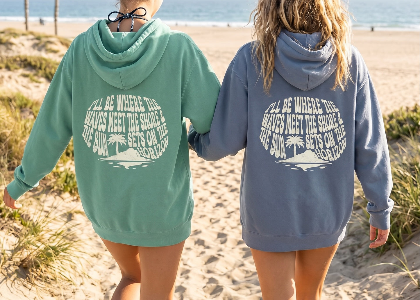 Garment-dyed hoodie - Shoreline, Blue Jean