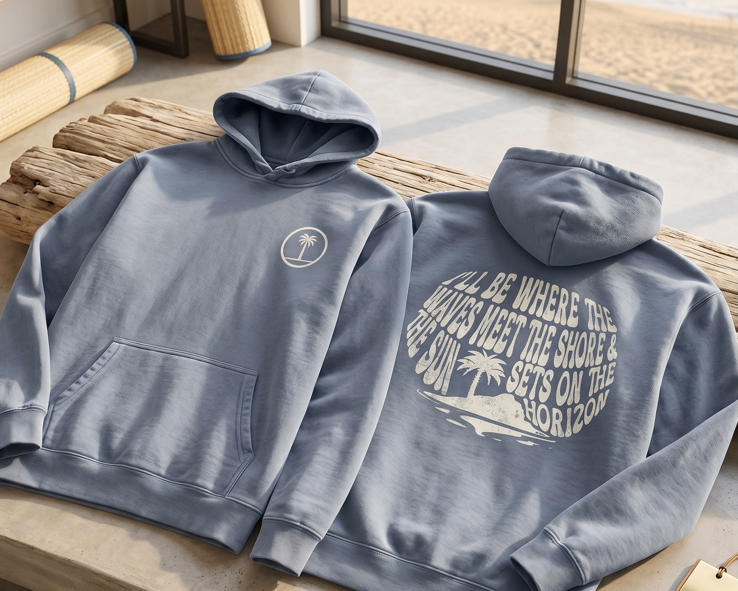 Garment-dyed hoodie - Shoreline, Blue Jean
