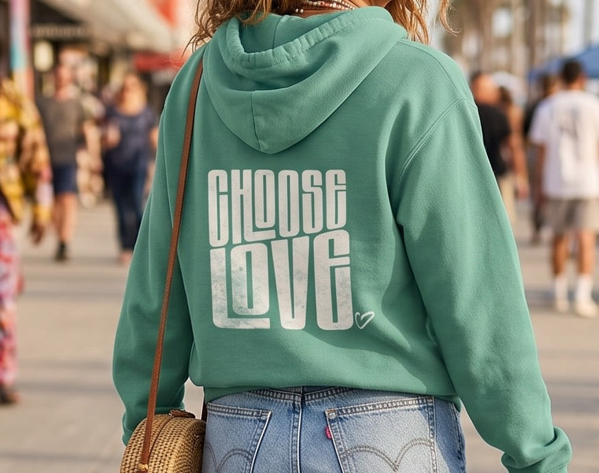 Garment-Dyed Beach Hoodie – Choose Love Seafoam