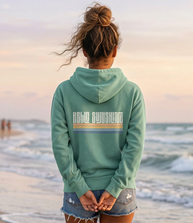 Double-Sided Garment-Dyed Hoodie – Hello Sunshine Seafoam