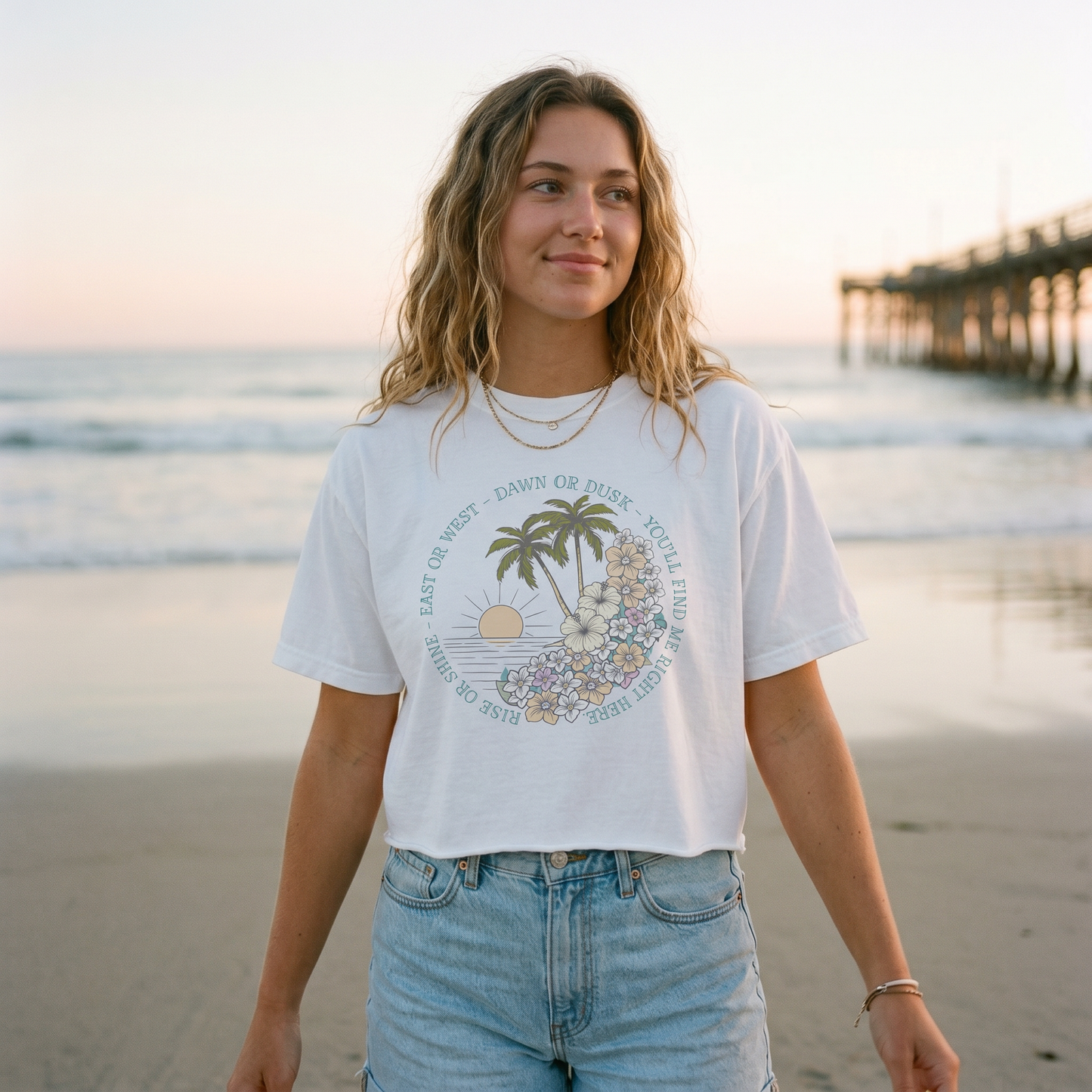 I'll Be Here Boxy Tee, Ocean Blues