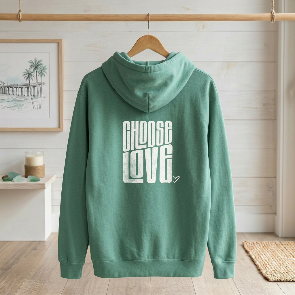 Garment-Dyed Beach Hoodie – Choose Love Seafoam