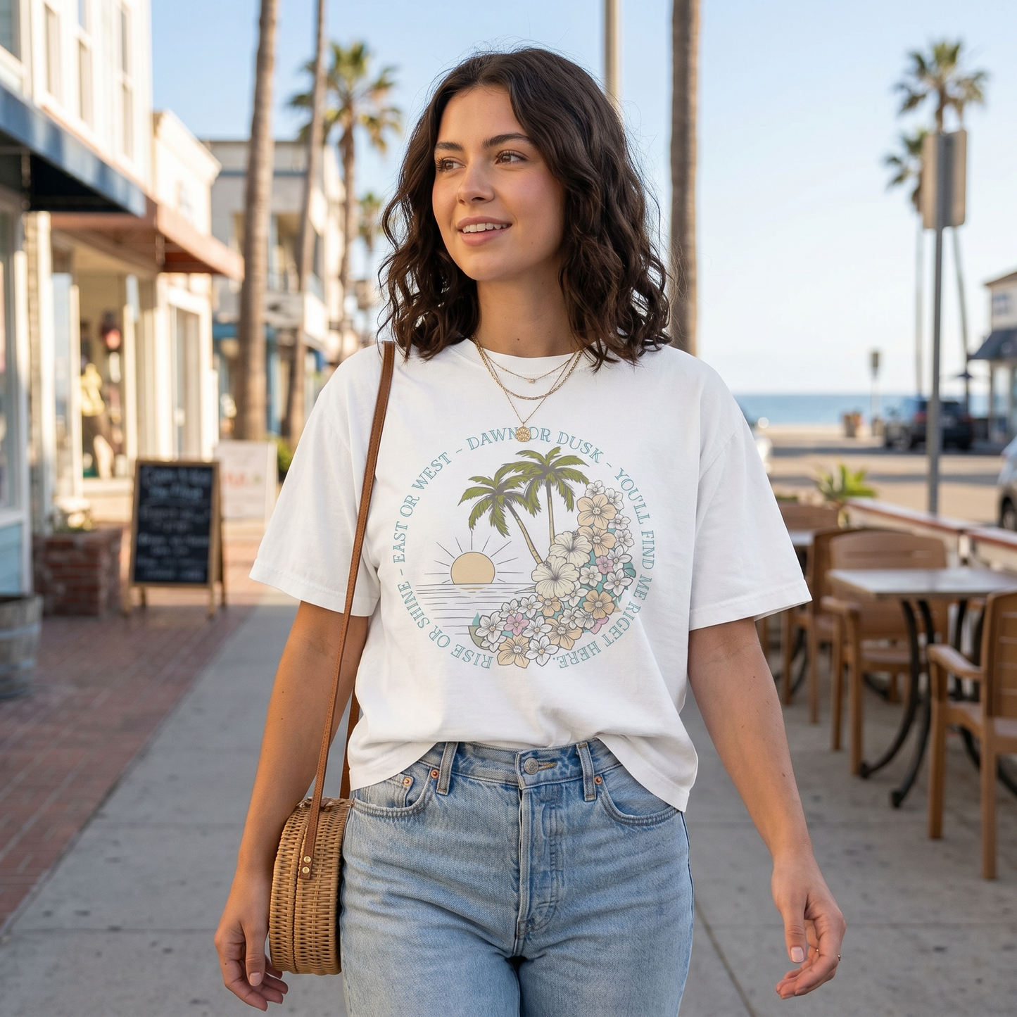 I'll Be Here Boxy Tee, Ocean Blues