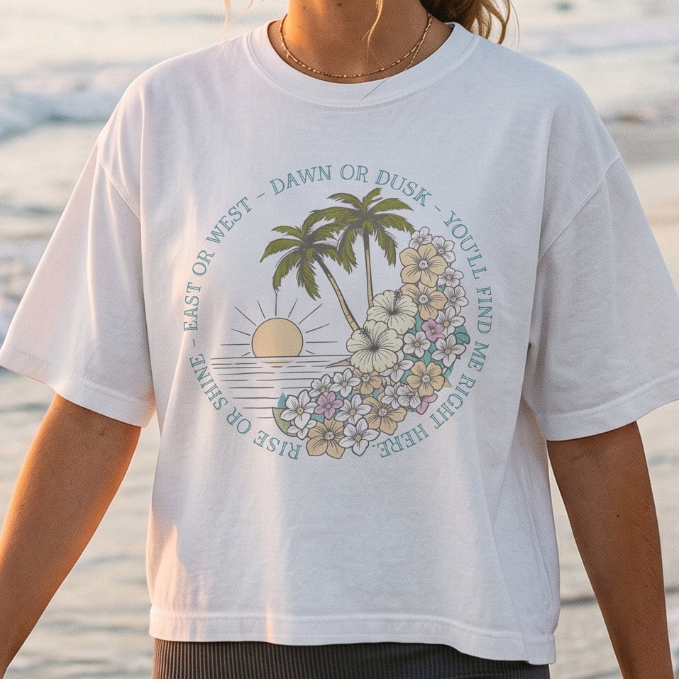 I'll Be Here Boxy Tee, Ocean Blues