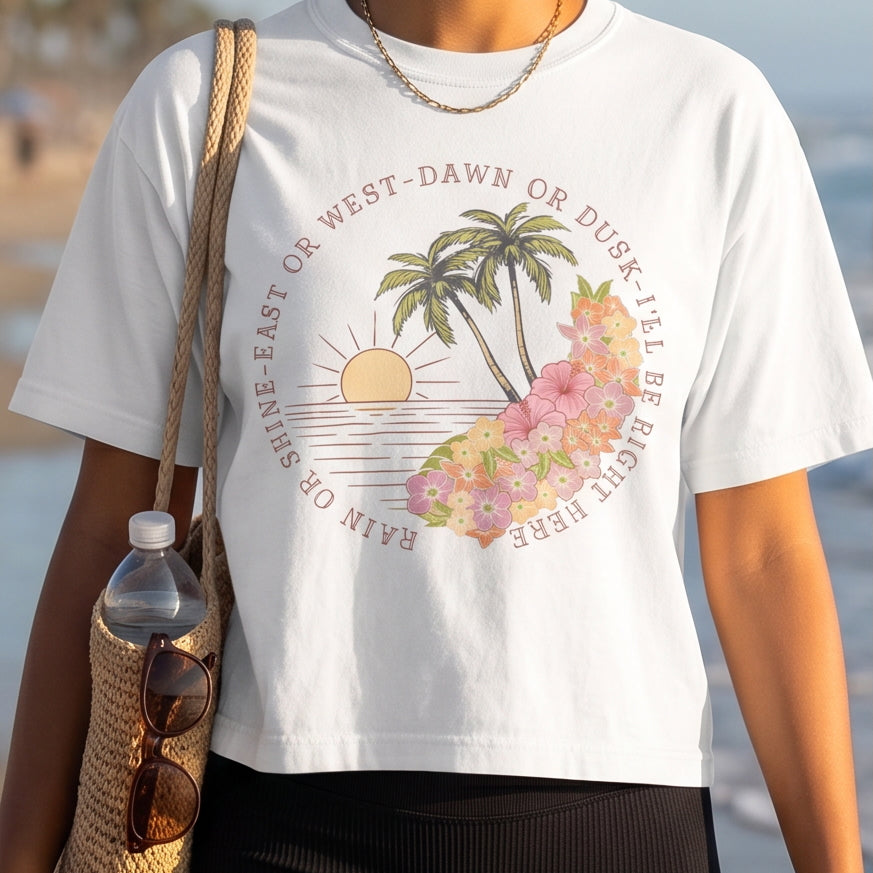 I'll Be Right Here Boxy Tee - Sunset Colors