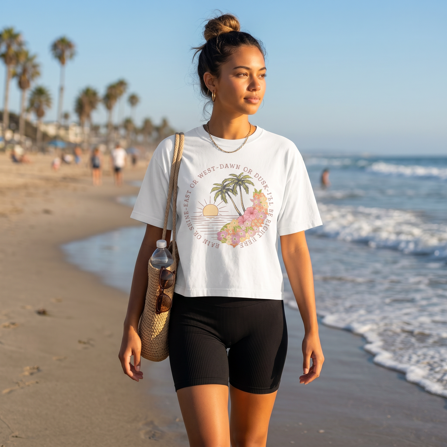 I'll Be Right Here Boxy Tee - Sunset Colors