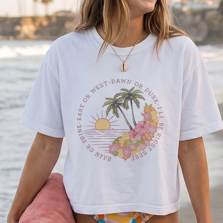 I'll Be Right Here Boxy Tee - Sunset Colors