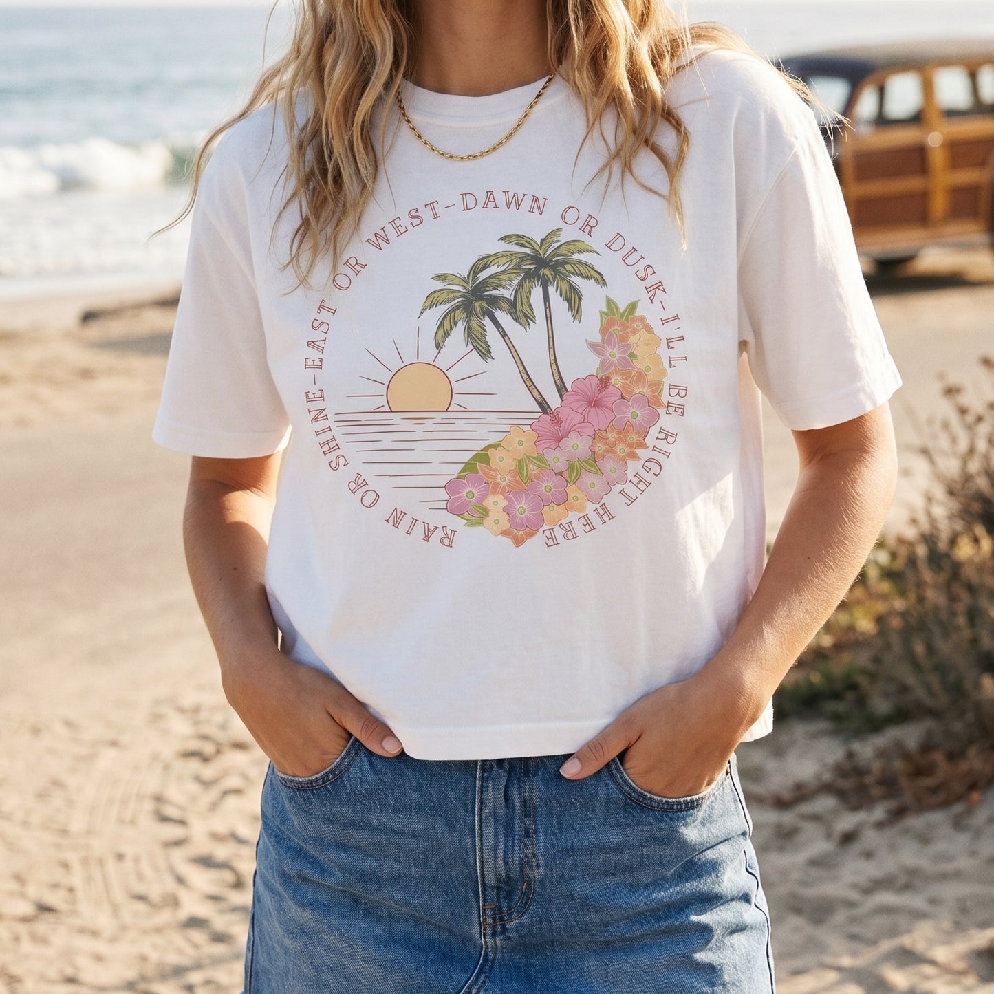 I'll Be Right Here Boxy Tee - Sunset Colors